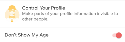 Tinder Don't Show My Age